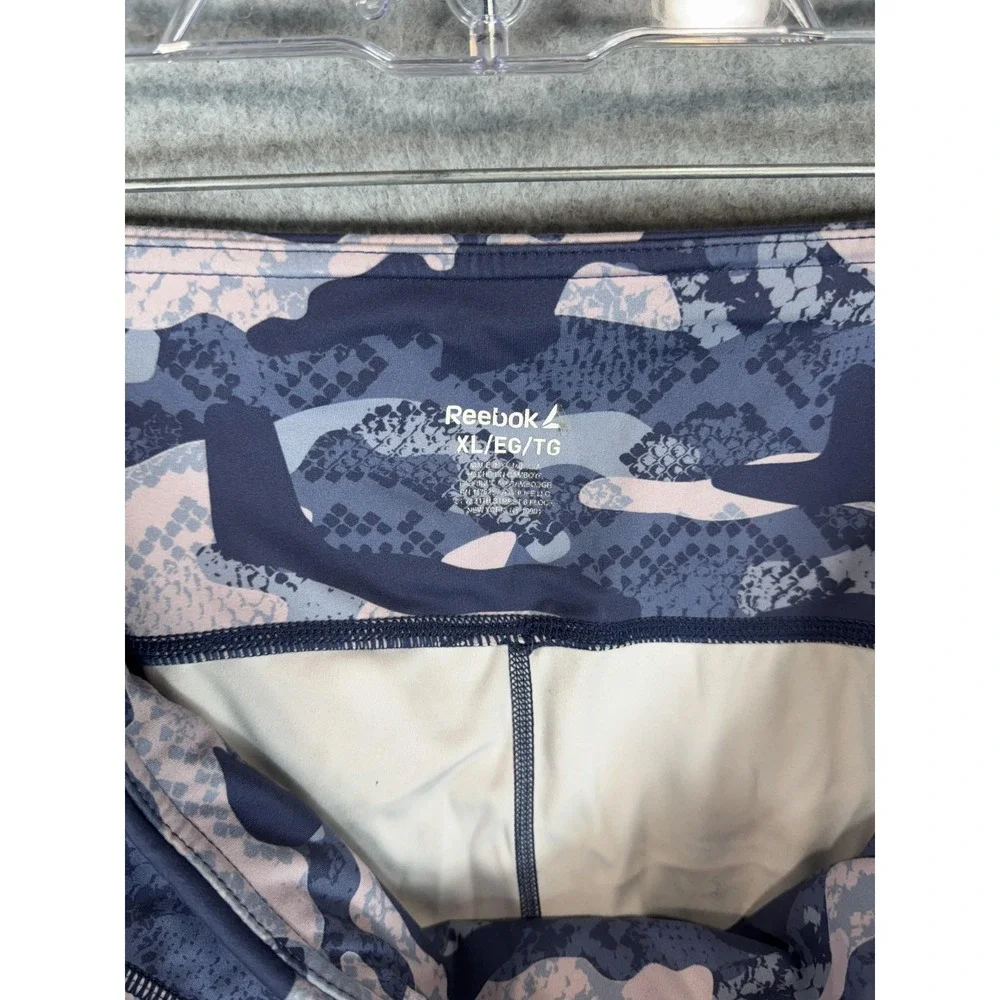 Reebok Leggings Womens XL Blue Pink Camo Athletic Workout Activewear Pockets